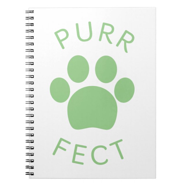 Cat Perfect Green Purr Paw Print Notebook (Front)