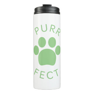 Cat Perfect Green Purr Paw Print Thermal Tumbler