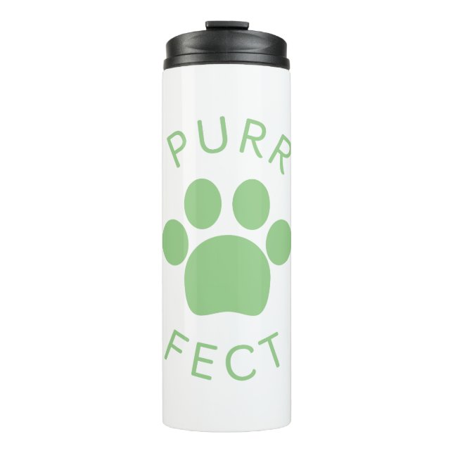 Cat Perfect Green Purr Paw Print Thermal Tumbler (Front)