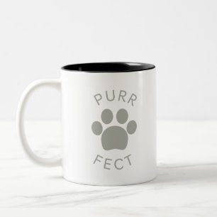 Cat Perfect Grey Purr Paw Print Two-Tone Coffee Mug