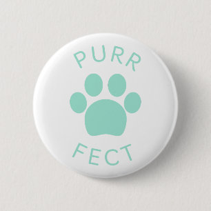 Cat Perfect Light Blue Purr Paw Print 6 Cm Round Badge