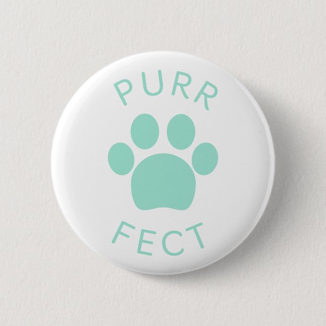 Cat Perfect Light Blue Purr Paw Print 6 Cm Round Badge (Front)