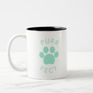 Cat Perfect Light Blue Purr Paw Print Two-Tone Coffee Mug