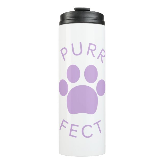 Cat Perfect Light Purple Purr Paw Print Thermal Tumbler (Front)