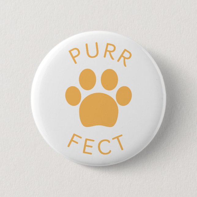 Cat Perfect Orange Purr Paw Print 6 Cm Round Badge (Front)