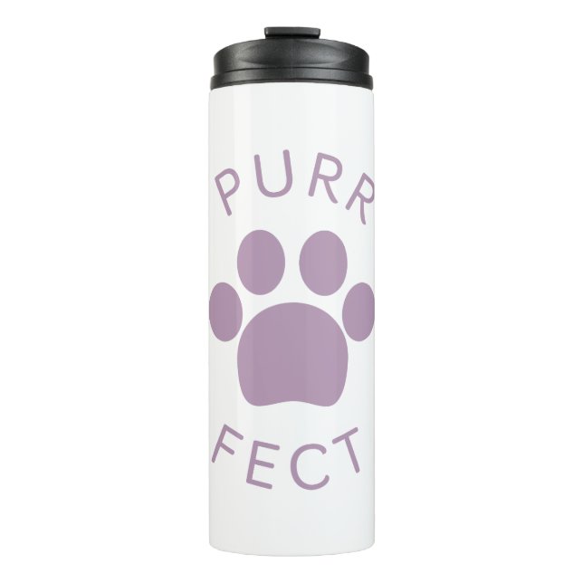 Cat Perfect Purple Purr Paw Print Thermal Tumbler (Front)