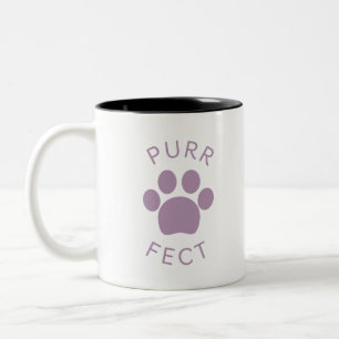 Cat Perfect Purple Purr Paw Print Two-Tone Coffee Mug