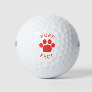 Cat Perfect Red Purr Paw Print Golf Balls