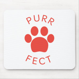 Cat Perfect Red Purr Paw Print Mouse Mat
