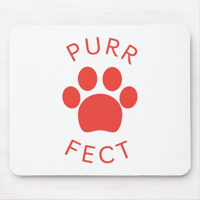 Cat Perfect Red Purr Paw Print Mouse Mat (Front)
