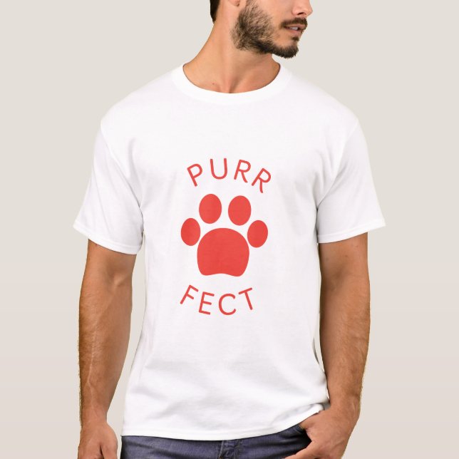 Cat Perfect Red Purr Paw Print T-Shirt (Front)