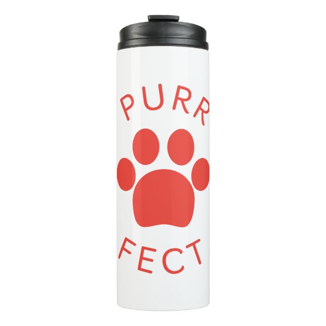 Cat Perfect Red Purr Paw Print Thermal Tumbler (Front)