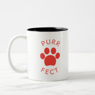 Cat Perfect Red Purr Paw Print Two-Tone Coffee Mug