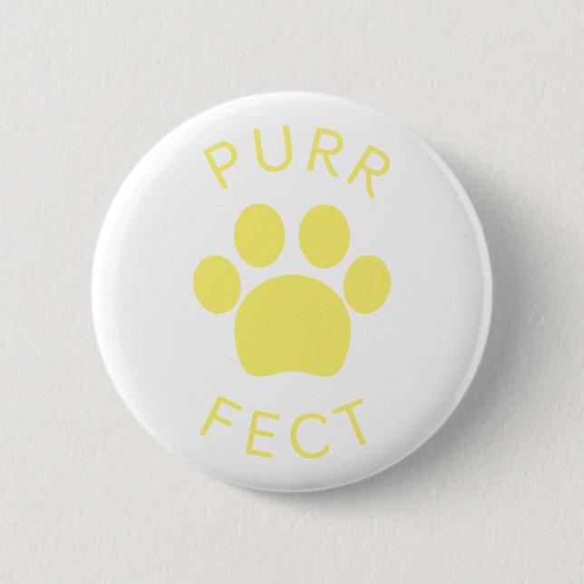 Cat Perfect Yellow Purr Paw Print 6 Cm Round Badge (Front)