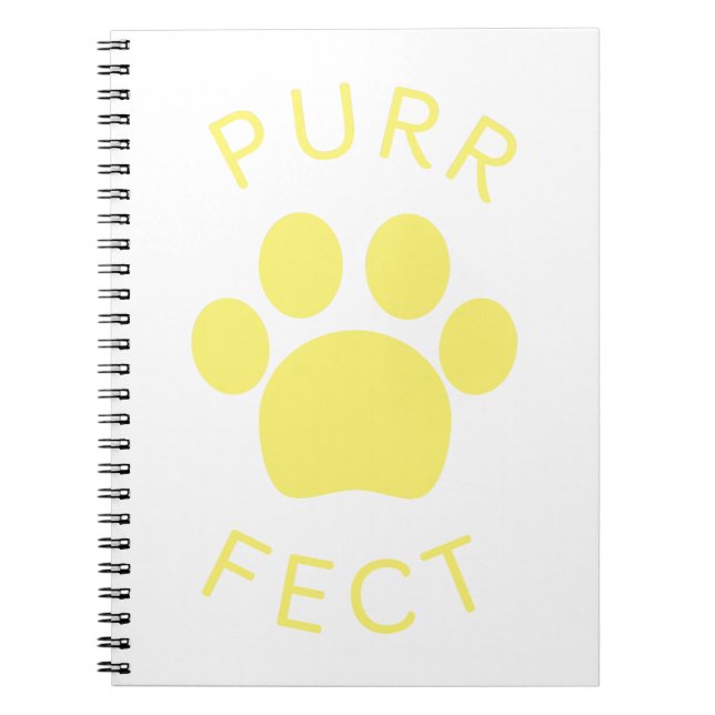 Cat Perfect Yellow Purr Paw Print Notebook (Front)