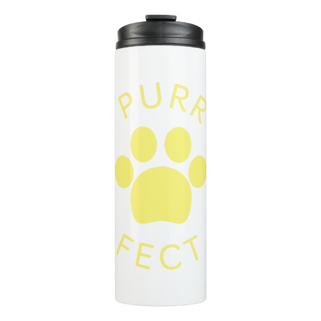Cat Perfect Yellow Purr Paw Print Thermal Tumbler (Front)