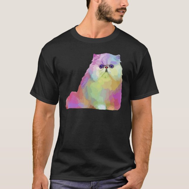 Cat  Persian Cat Womens Colourful Persian Cat Mens T-Shirt (Front)
