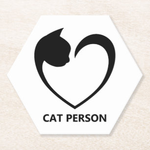 Cat Person My Heart Beats For Cats Paper Coaster