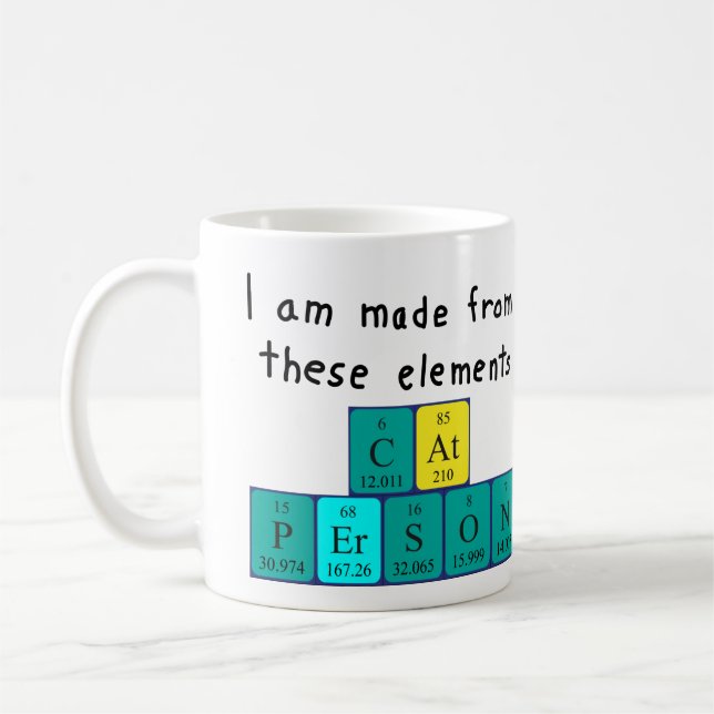 Cat Person periodic table name mug (Left)