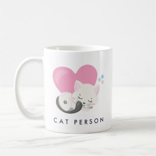 Cat Person Text Cute White Kitty Cat Sleeping Coffee Mug