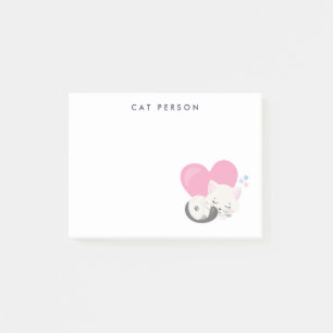 Cat Person Text Cute White Kitty Cat Sleeping Post-it Notes