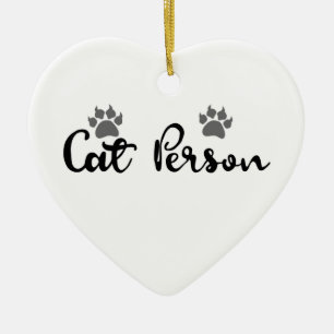 Cat Person Typography Art Ceramic Tree Decoration