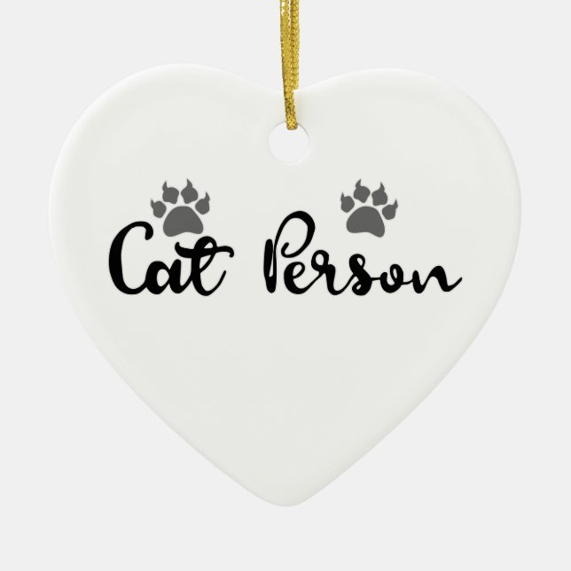 Cat Person Typography Art Ceramic Tree Decoration (Front)