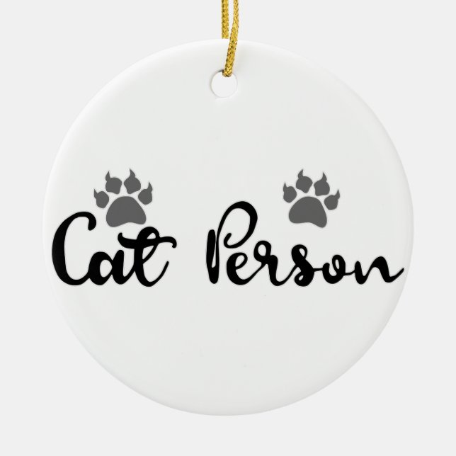 Cat Person Typography Art Ceramic Tree Decoration (Front)