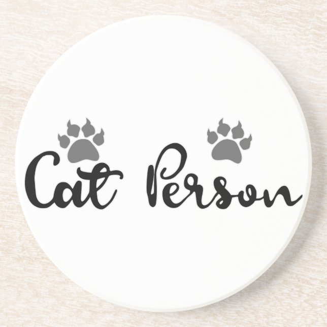 Cat Person Typography Art Coaster (Front)