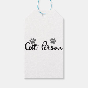 Cat Person Typography Art Gift Tags