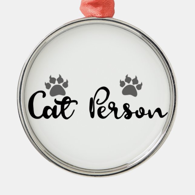 Cat Person Typography Art Metal Tree Decoration (Front)