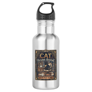 Cat Personal Assistant Cat Funny Owner Humour Vint 532 Ml Water Bottle
