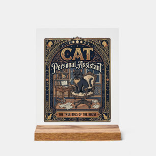 Cat Personal Assistant Cat Funny Owner Humour Vint Acrylic Sign