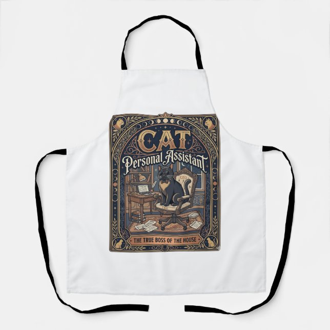 Cat Personal Assistant Cat Funny Owner Humour Vint Apron (Front)