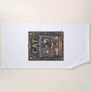 Cat Personal Assistant Cat Funny Owner Humour Vint Beach Towel