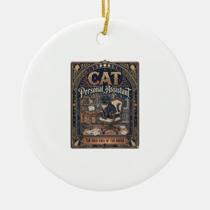 Cat Personal Assistant Cat Funny Owner Humour Vint Ceramic Tree Decoration