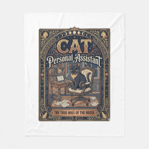 Cat Personal Assistant Cat Funny Owner Humour Vint Fleece Blanket