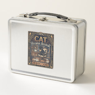 Cat Personal Assistant Cat Funny Owner Humour Vint Metal Lunch Box