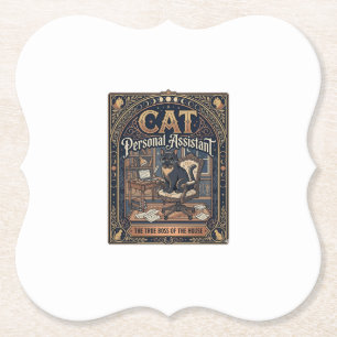 Cat Personal Assistant Cat Funny Owner Humour Vint Paper Coaster