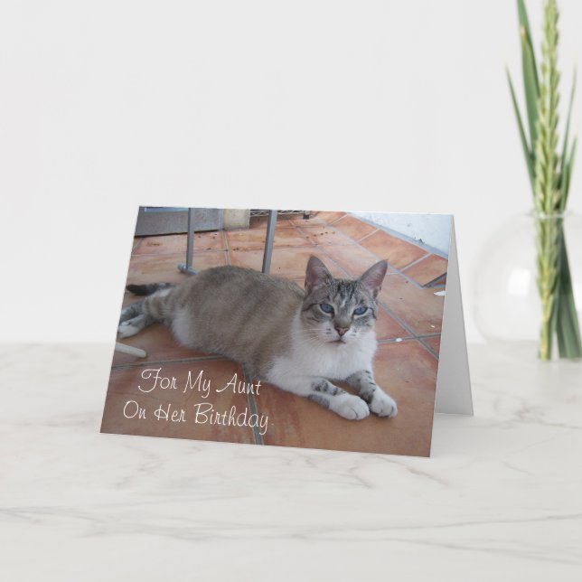 Cat Personalised Aunt Birthday Card (Front)