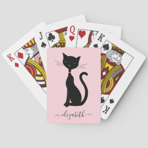 Cat Personalised Pink Playing Cards