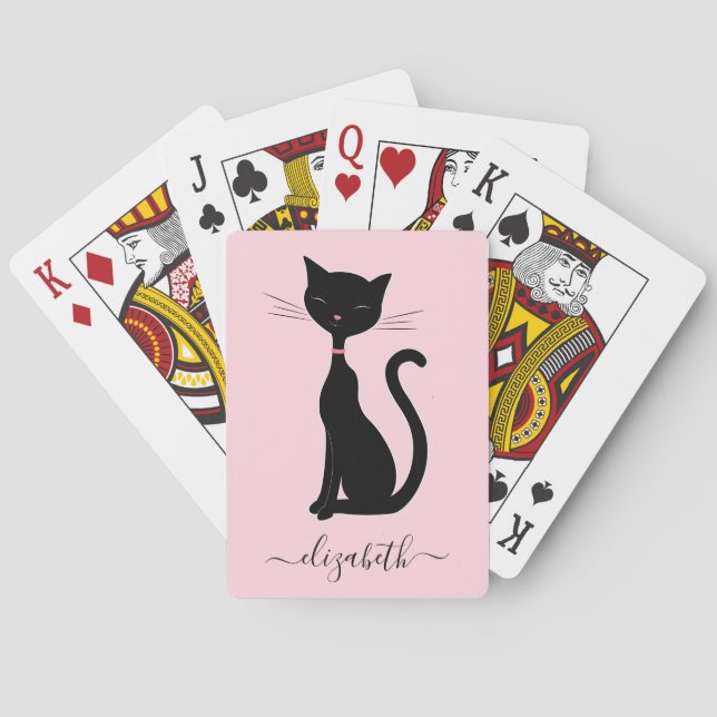 Cat Personalised Pink Playing Cards (Back)
