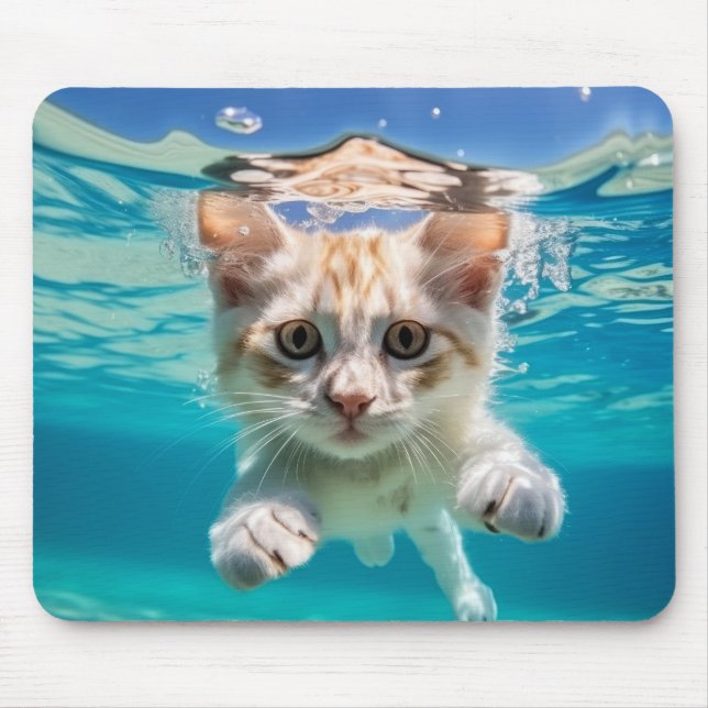 Cat Pet Animal Fun Playing Water Outdoor Mouse Mat (Front)