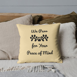 Cat Pet Besties BFF Paw Black Beige Customised Fun Cushion