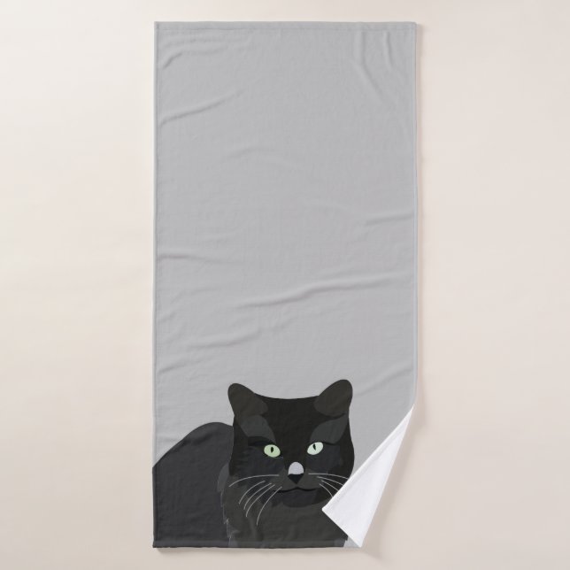 Cat Pet Black Cat Bath Towel (Bath Towel)