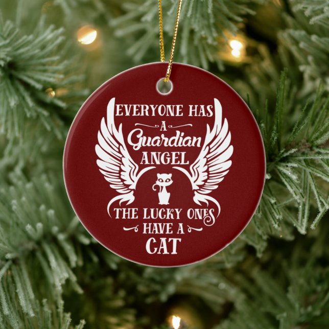Cat  pet guardian angel ceramic tree decoration (Tree)