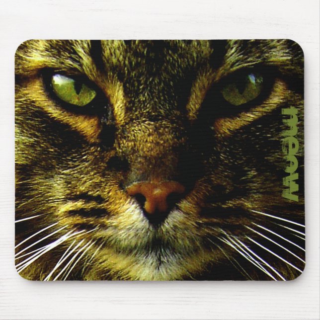 Cat Pet Hypnotising Eyes Photo Custom Text Mouse Mat (Front)