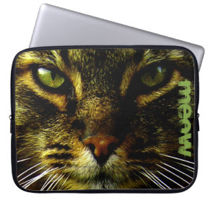 Cat Pet Hypnotising Eyes Photo Text Laptop Sleeve