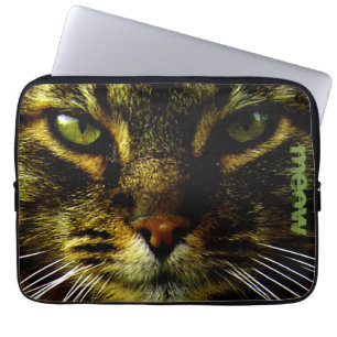 Cat Pet Hypnotising Eyes Photo Text Laptop Sleeve