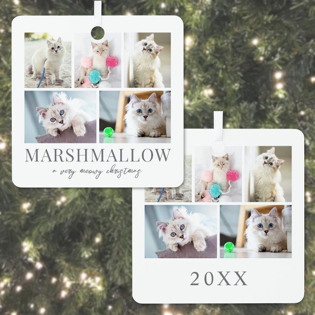 Cat Pet Photo Christmas Metal Tree Decoration (Cat Pet Photo Meowy Christmas Metal Ornament)